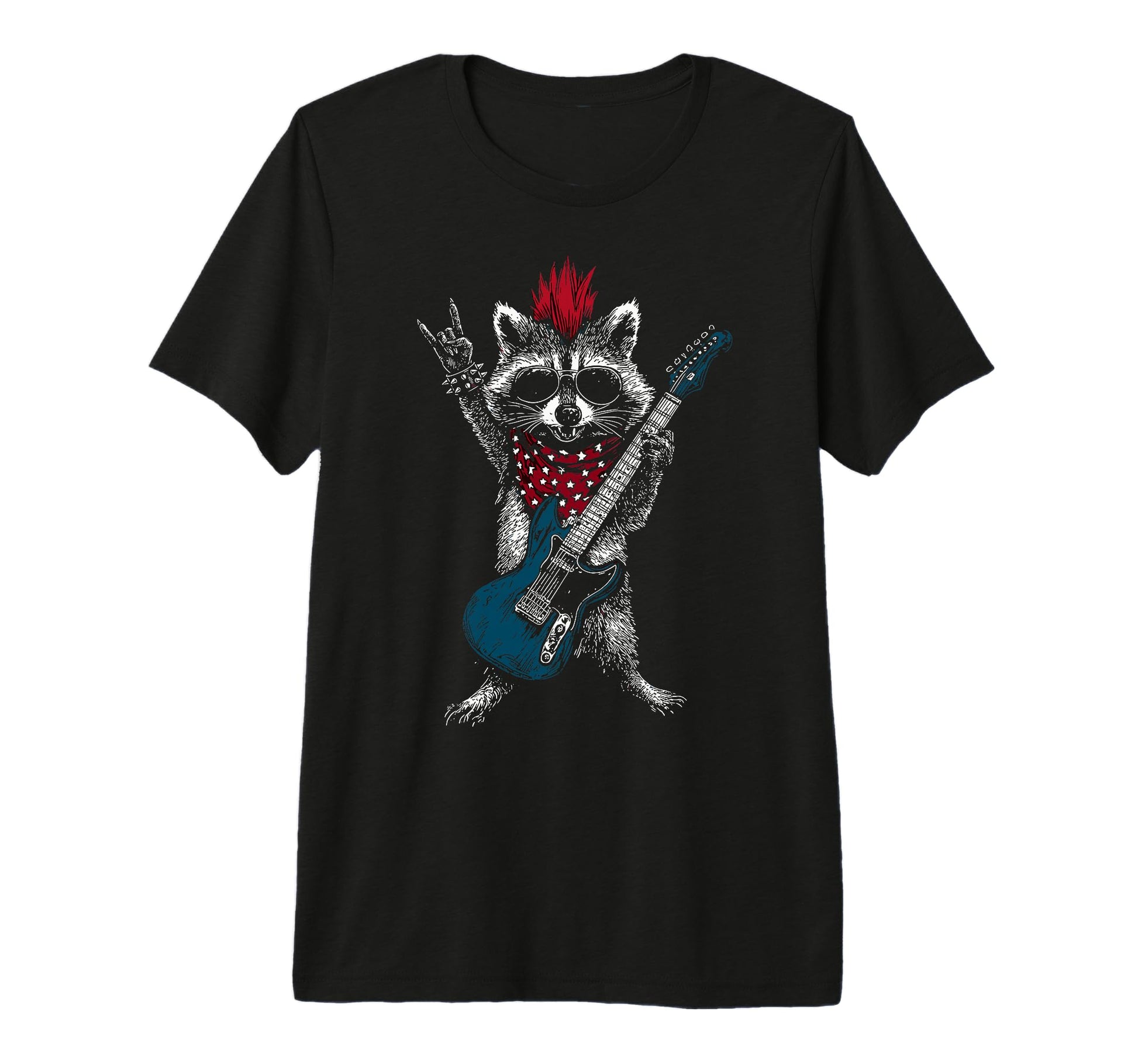 Funny Raccoon Playing Guitar Usa T-Shirt - Streetwear Style Men Women - T-Shirt, Sweatshirt, Hoodie