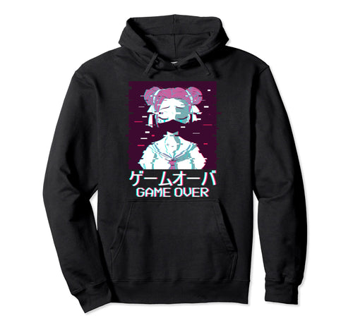 Japanese Vaporwave Sad Anime Game Over Hoodie - Fun Novelty Design Unisex - T-Shirt, Sweatshirt, Hoodie