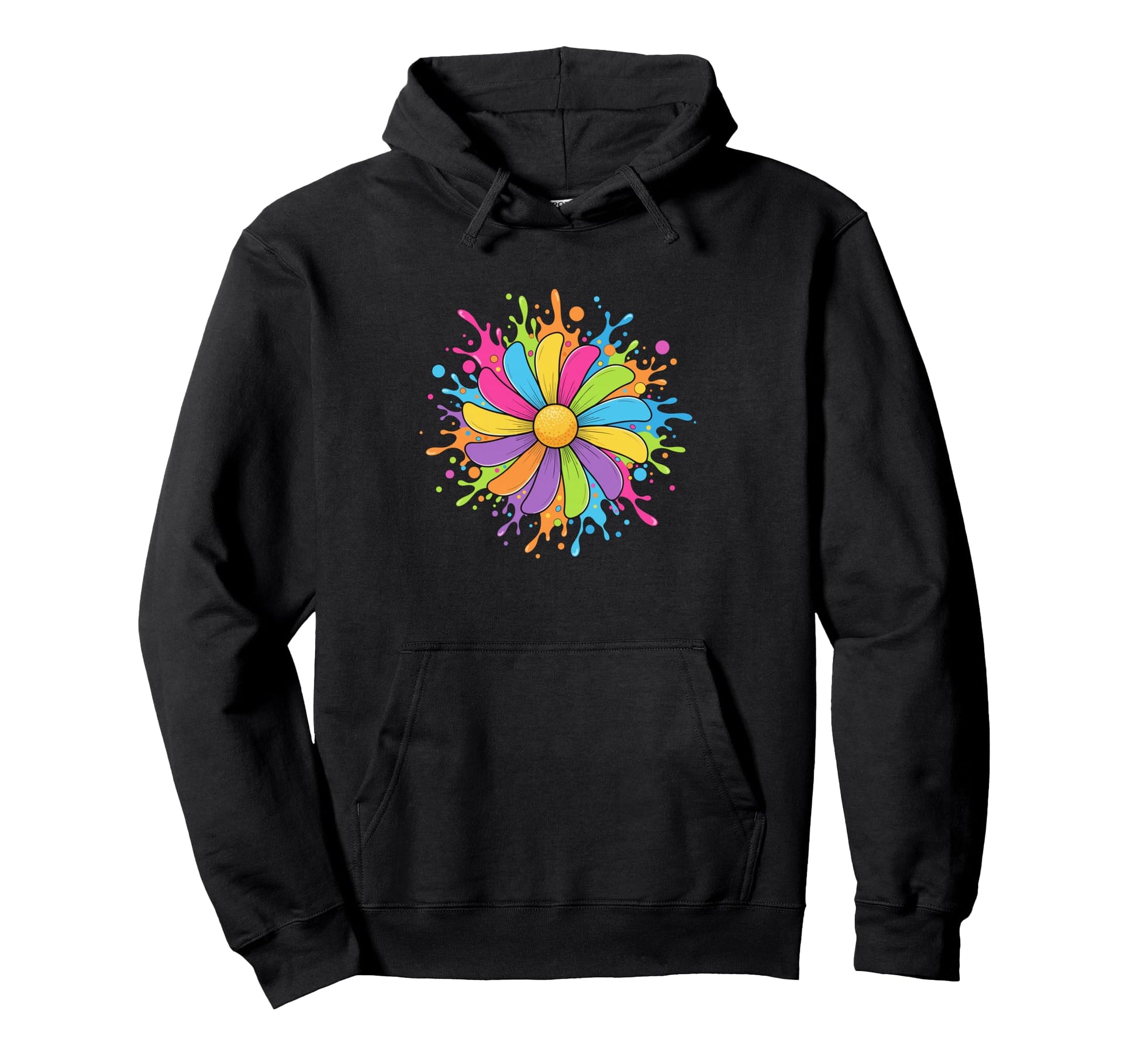 Rainbow Flower Daisy Color Splash Hoodie - Streetwear Style Unisex - T-Shirt, Sweatshirt, Hoodie