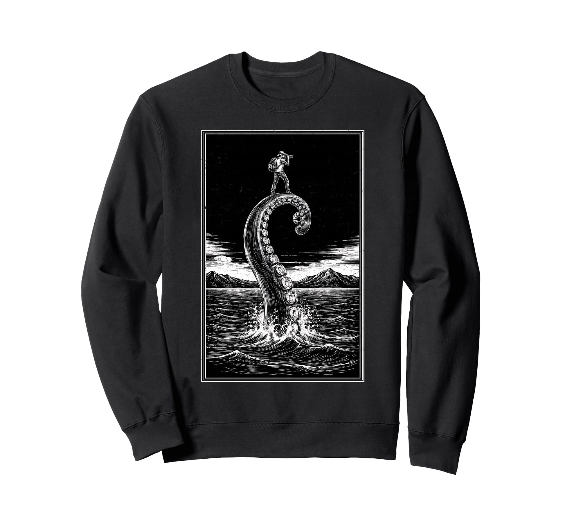 Photographer Octopus Moon Camera Sweatshirt - Streetwear Style Men Women - T-Shirt, Sweatshirt, Hoodie