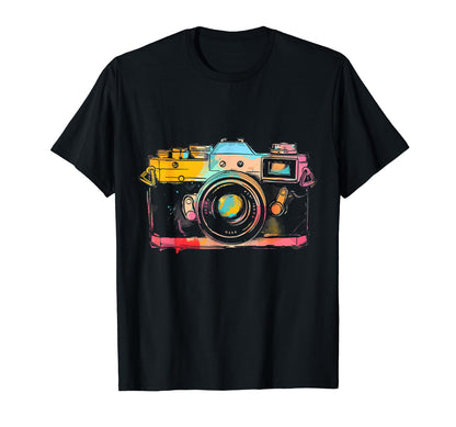 Photographer Camera Watercolor T-Shirt - Trendy Graphic for Adults - T-Shirt, Sweatshirt, Hoodie