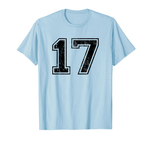 Number 17 Varsity Distressed Sport Team T-Shirt - Trendy Graphic Men Women - T-Shirt, Sweatshirt, Hoodie
