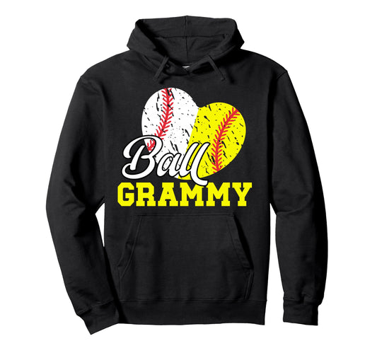 Ball Grammy Heart Softball Baseball Hoodie - Custom Art Print Men Women - T-Shirt, Sweatshirt, Hoodie