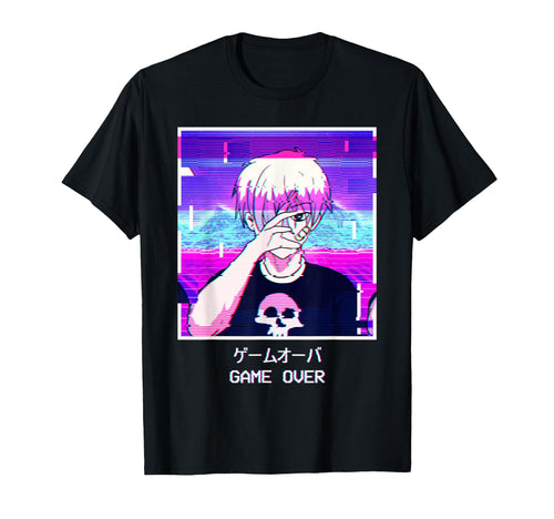 Anime Game Over Japanese Vaporwave T-Shirt - Fun Novelty Design Men Women - T-Shirt, Sweatshirt, Hoodie