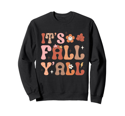 Fall Vibes Groovy Boho Plaid Smile Sweatshirt - Trendy Graphic for Adults - T-Shirt, Sweatshirt, Hoodie