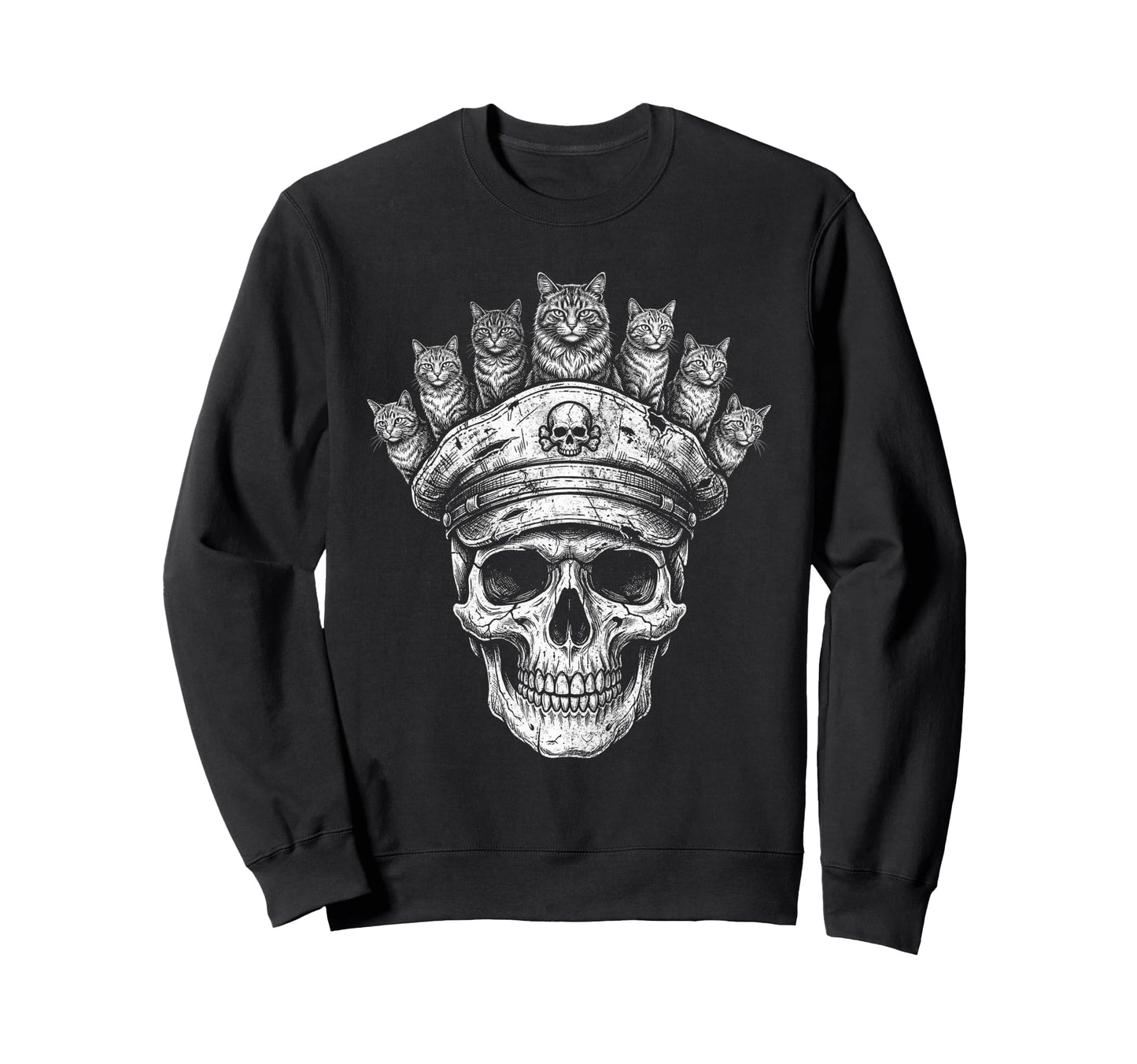 Skull Cat Skeleton Kitty Kitten Sweatshirt - Aesthetic Graphic Unisex - T-Shirt, Sweatshirt, Hoodie
