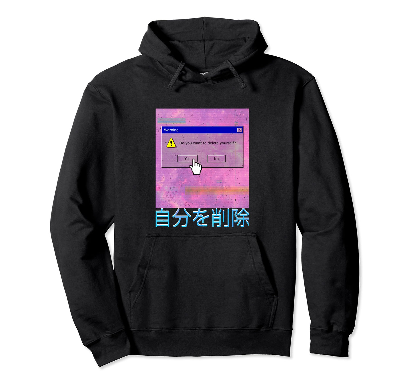Delete Yourself Warning Vaporwave Hoodie - Graphic Print Men Women - T-Shirt, Sweatshirt, Hoodie