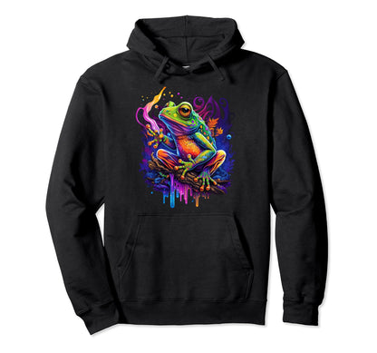 Colorful Frog Toad Lover Rainbow Hoodie - Fun Novelty Design for Adults - T-Shirt, Sweatshirt, Hoodie