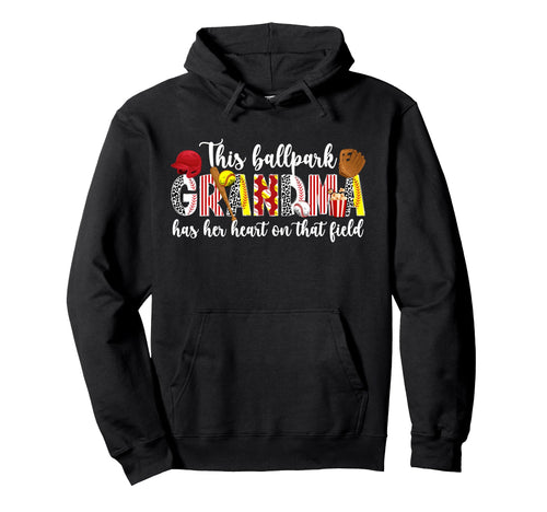 Ballpark Grandma Proud Baseball Softball Hoodie - Aesthetic Graphic Unisex - T-Shirt, Sweatshirt, Hoodie