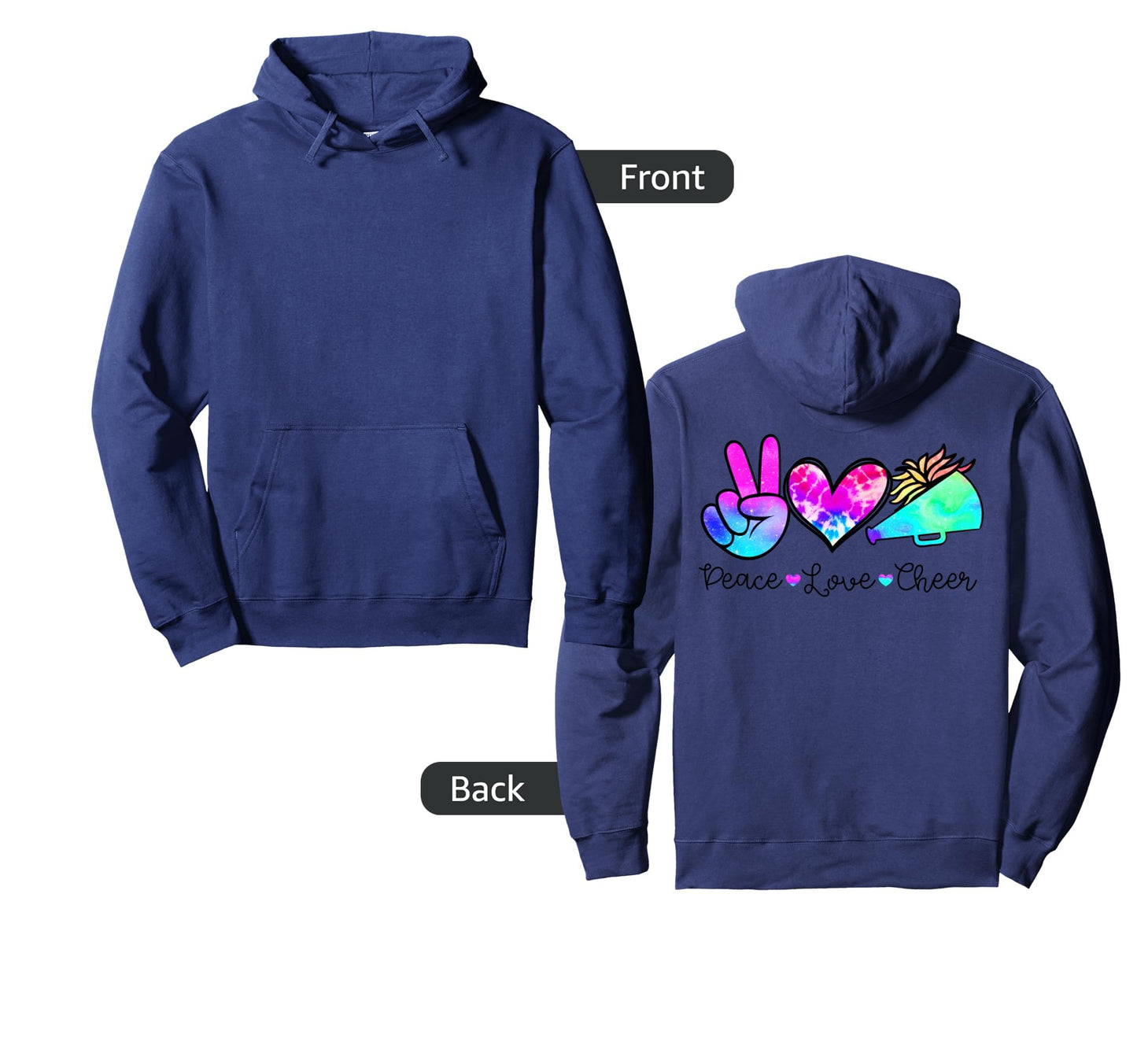 Peace Love Cheer Hoodie - Minimalist Print for Adults - T-Shirt, Sweatshirt, Hoodie
