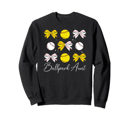 Ballpark Aunt Coquette Softball Sweatshirt - Novelty Apparel for Adults - T-Shirt, Sweatshirt, Hoodie