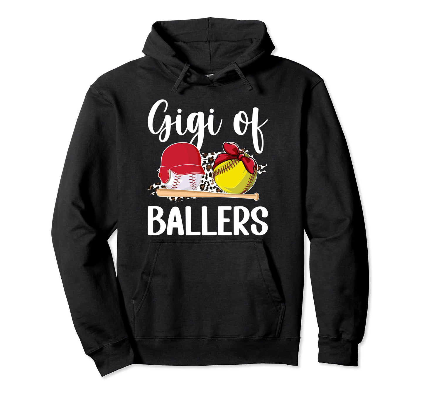 Gigi Ballers Leopard Softball Baseball Gigi Hoodie - Trendy Graphic Unisex - T-Shirt, Sweatshirt, Hoodie