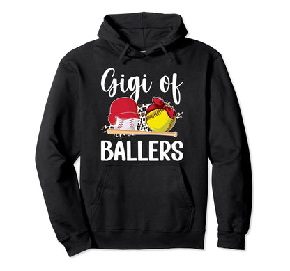 Gigi Ballers Leopard Softball Baseball Gigi Hoodie - Trendy Graphic Unisex - T-Shirt, Sweatshirt, Hoodie