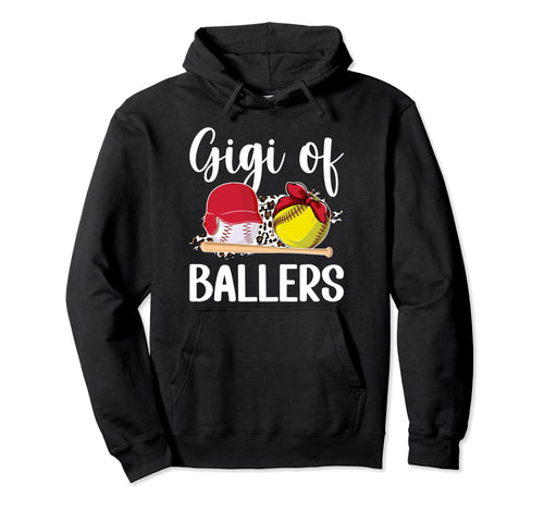 Gigi Ballers Leopard Softball Baseball Gigi Hoodie - Trendy Graphic Unisex - T-Shirt, Sweatshirt, Hoodie