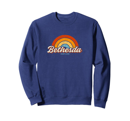 Bethesda Maryland Md Rainbow 70S Sweatshirt - Trendy Graphic Unisex - T-Shirt, Sweatshirt, Hoodie