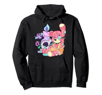 Occult Animal Kawaii Skull Teddy Bear Hoodie - Trendy Graphic for Adults - T-Shirt, Sweatshirt, Hoodie