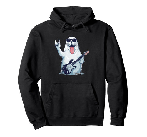 Seal Playing Guitar Funny Animal Rock Hoodie - Streetwear Style Men Women - T-Shirt, Sweatshirt, Hoodie