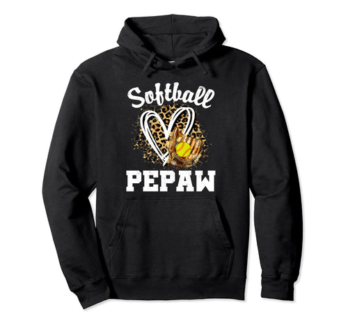 Softball Pepaw Leopard Heart Grandpa Hoodie - Aesthetic Graphic Men Women - T-Shirt, Sweatshirt, Hoodie