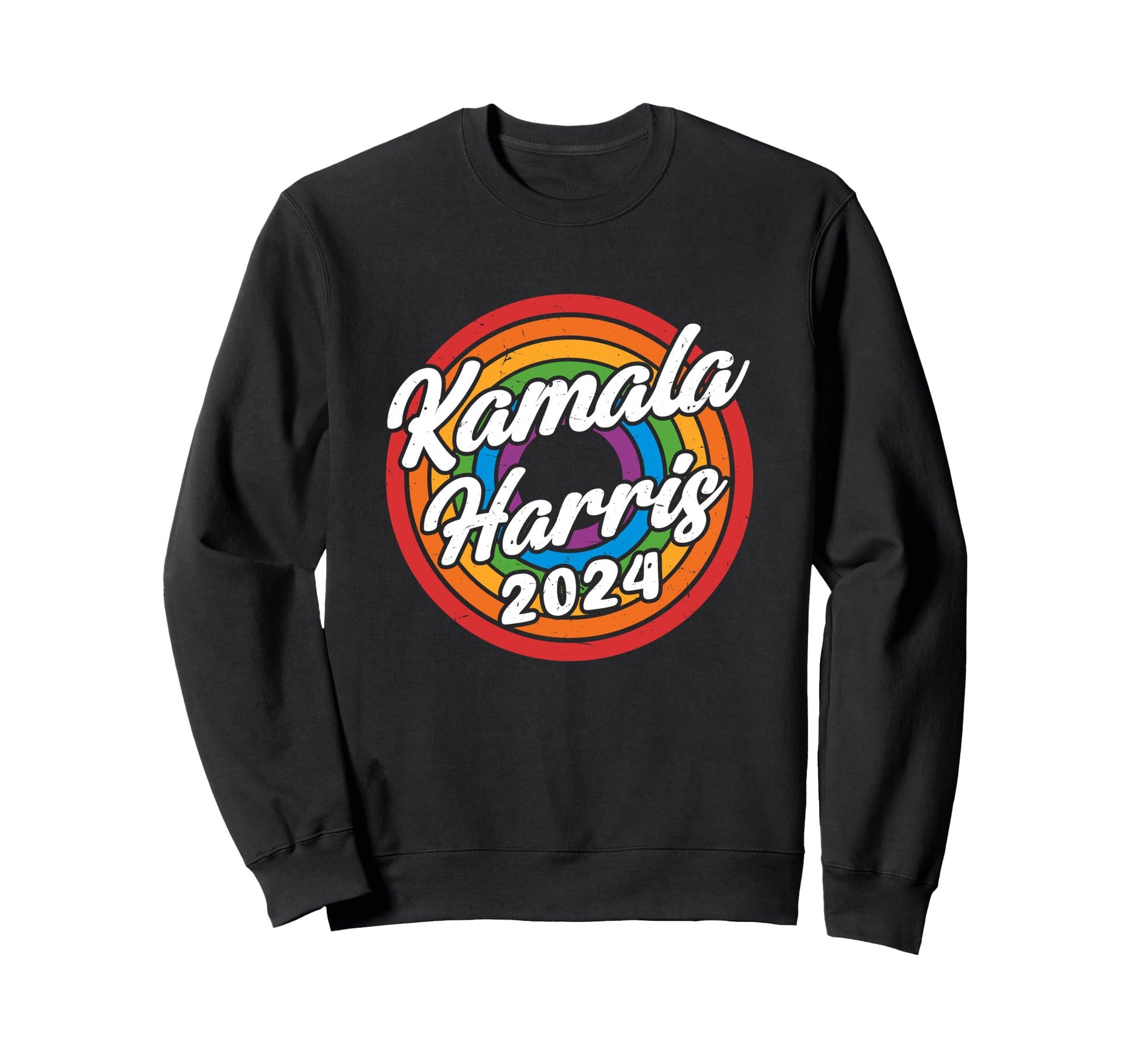 Kamala Harris 2024 Groovy Rainbow Sweatshirt - Minimalist Print for Adults - T-Shirt, Sweatshirt, Hoodie