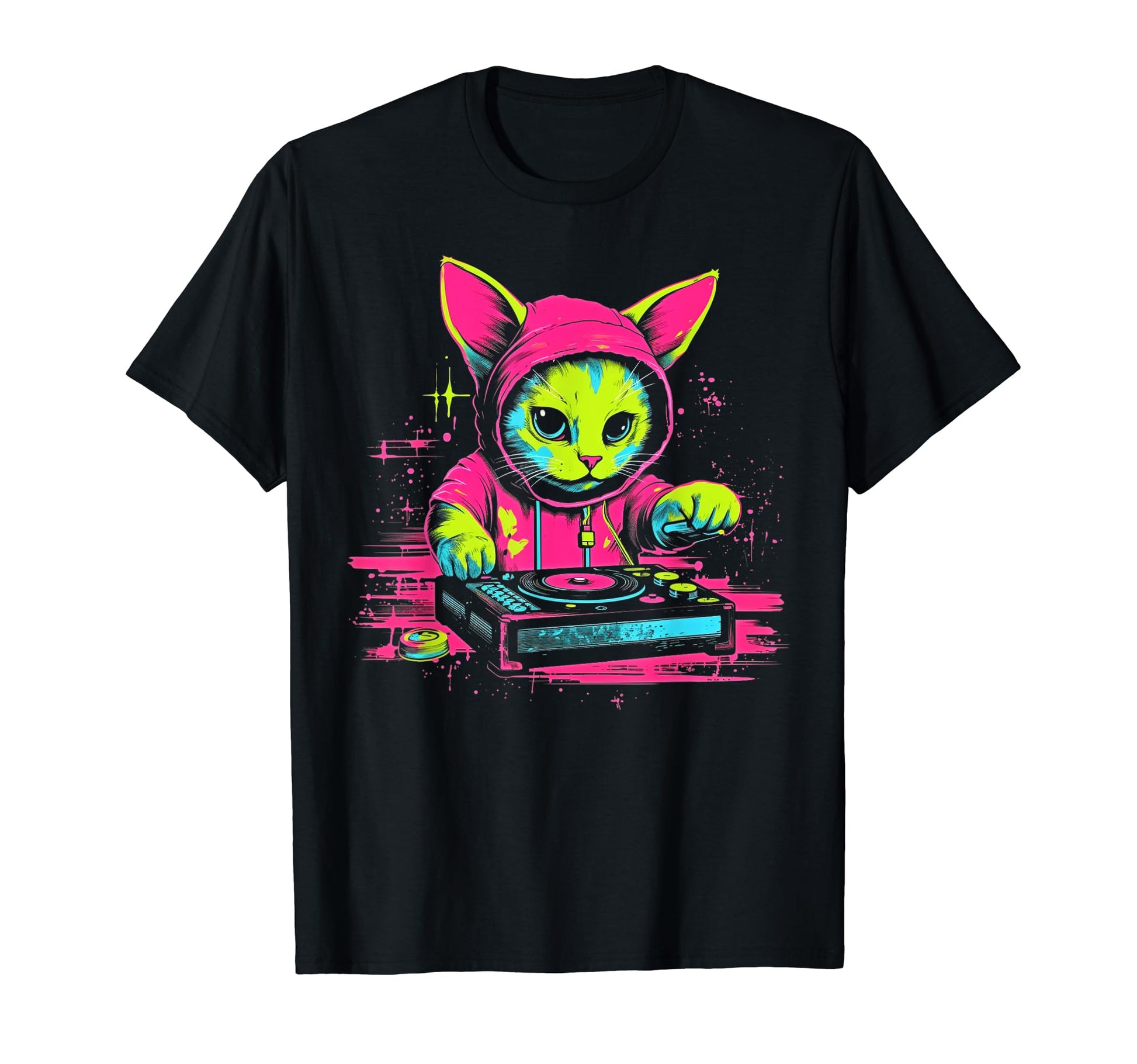 Kawaii Cat Dj Japanese Edm Y2K Aesthetic 7 T-Shirt - Novelty Apparel Unisex - T-Shirt, Sweatshirt, Hoodie