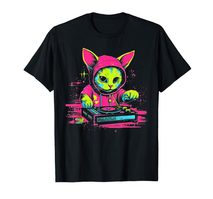 Kawaii Cat Dj Japanese Edm Y2K Aesthetic 7 T-Shirt - Novelty Apparel Unisex - T-Shirt, Sweatshirt, Hoodie