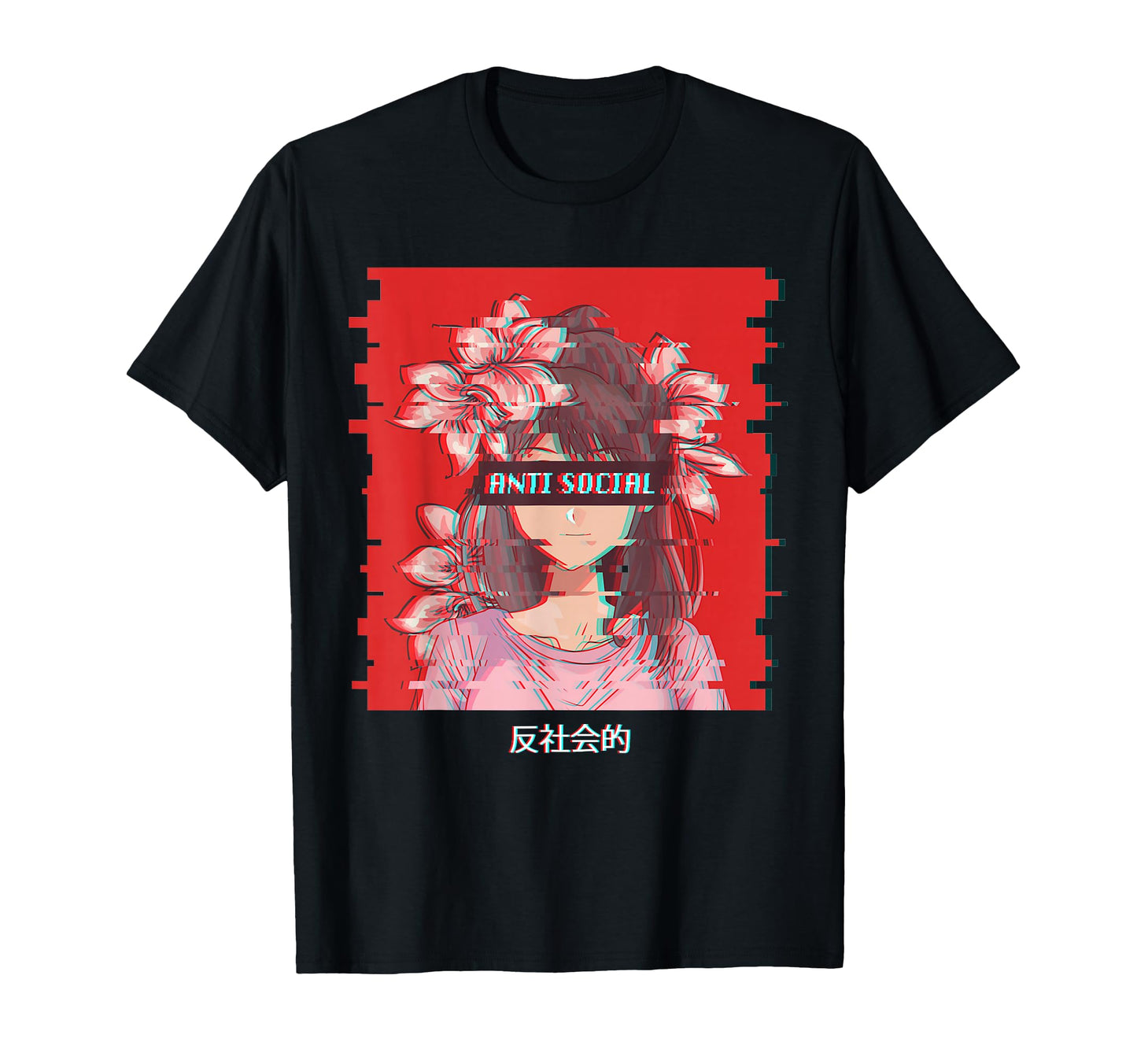 Aesthetic Flower Anime Antisocial T-Shirt - Aesthetic Graphic Unisex - T-Shirt, Sweatshirt, Hoodie
