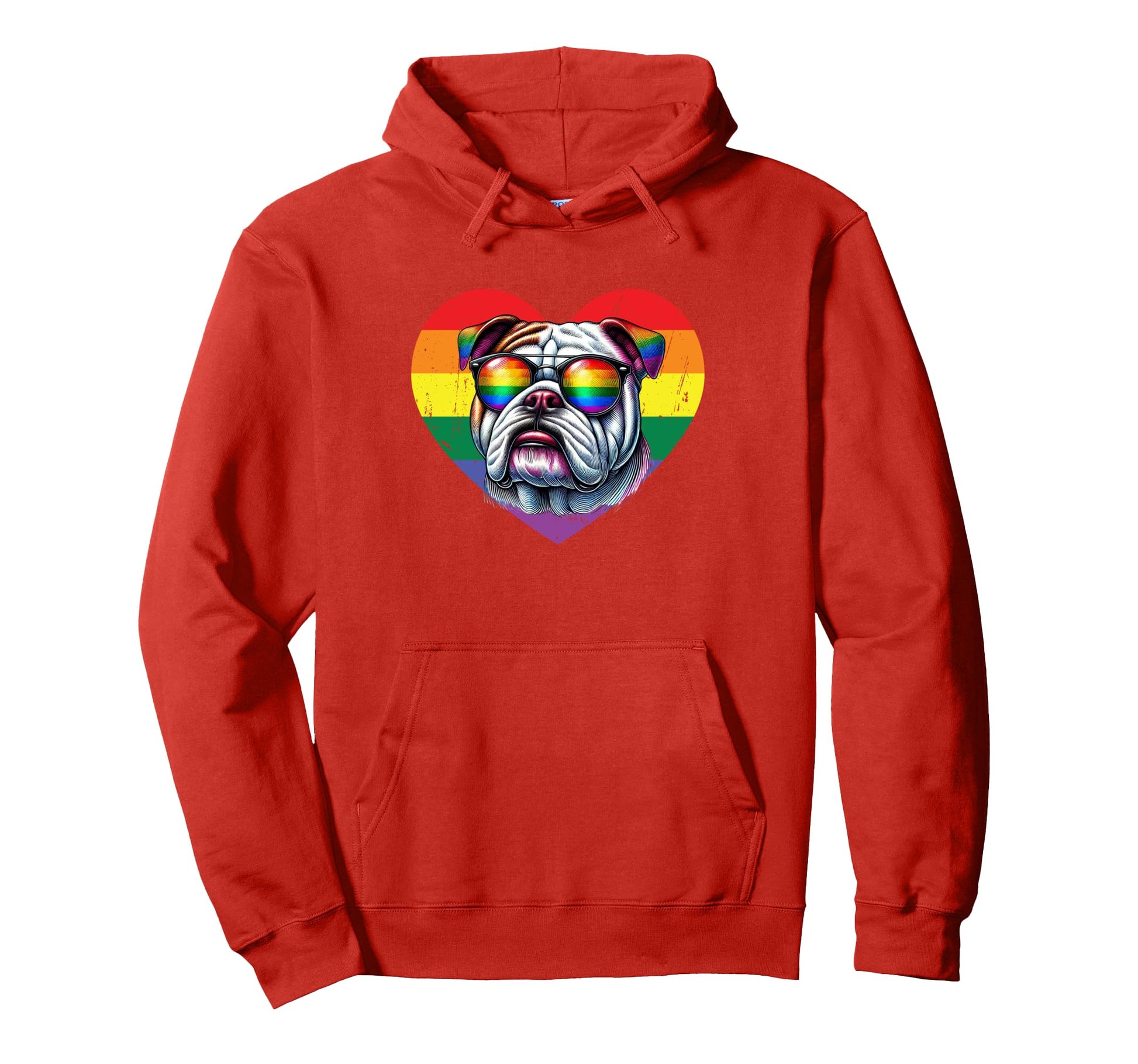 Rainbow Love Heart Dog Pride Lgbt Hoodie - Aesthetic Graphic Men Women - T-Shirt, Sweatshirt, Hoodie