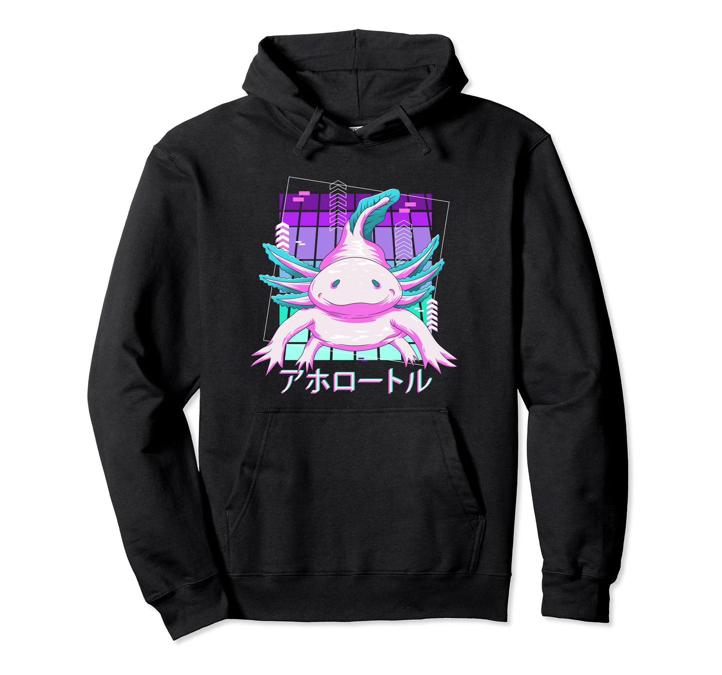 Axolotl Vaporwave Aesthetic 90S Hoodie - Custom Art Print Men Women - T-Shirt, Sweatshirt, Hoodie