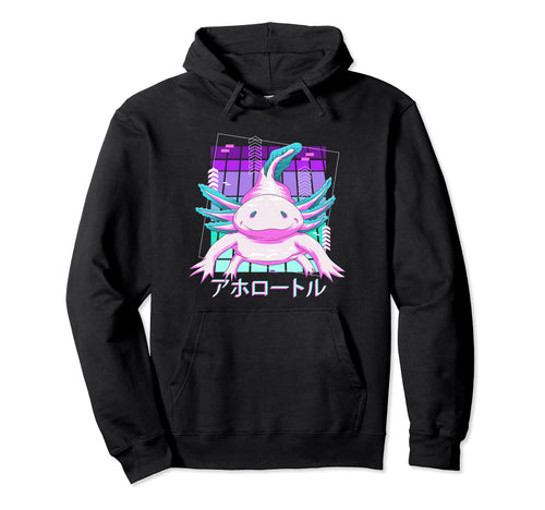 Axolotl Vaporwave Aesthetic 90S Hoodie - Custom Art Print Men Women - T-Shirt, Sweatshirt, Hoodie