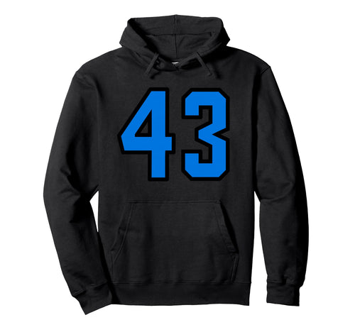 Blue Black Sport Team Number 43 Hoodie - Custom Art Print Unisex - T-Shirt, Sweatshirt, Hoodie