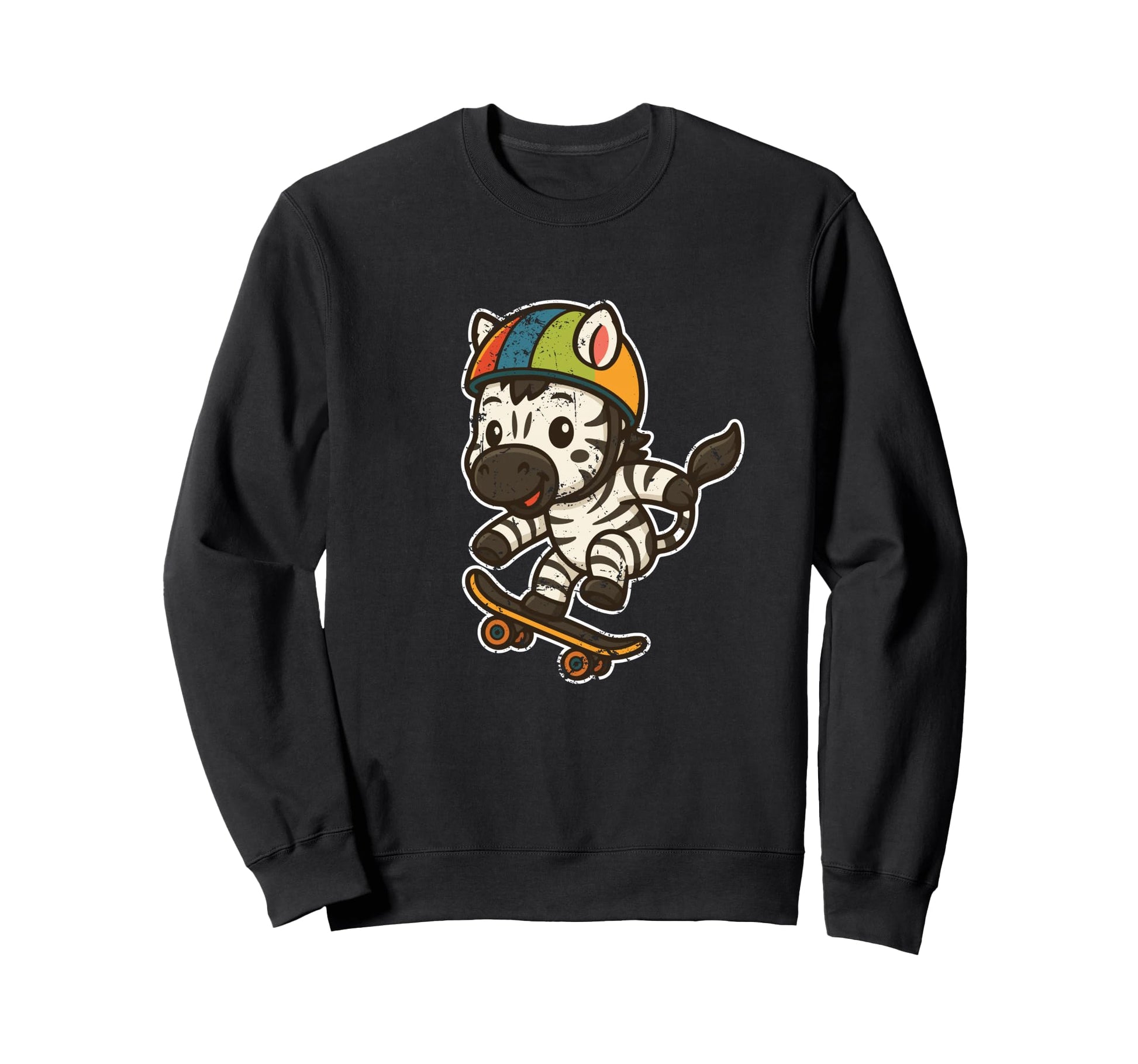 Skateboard Zebra Helmet Sweatshirt - Fun Novelty Design for Adults - T-Shirt, Sweatshirt, Hoodie