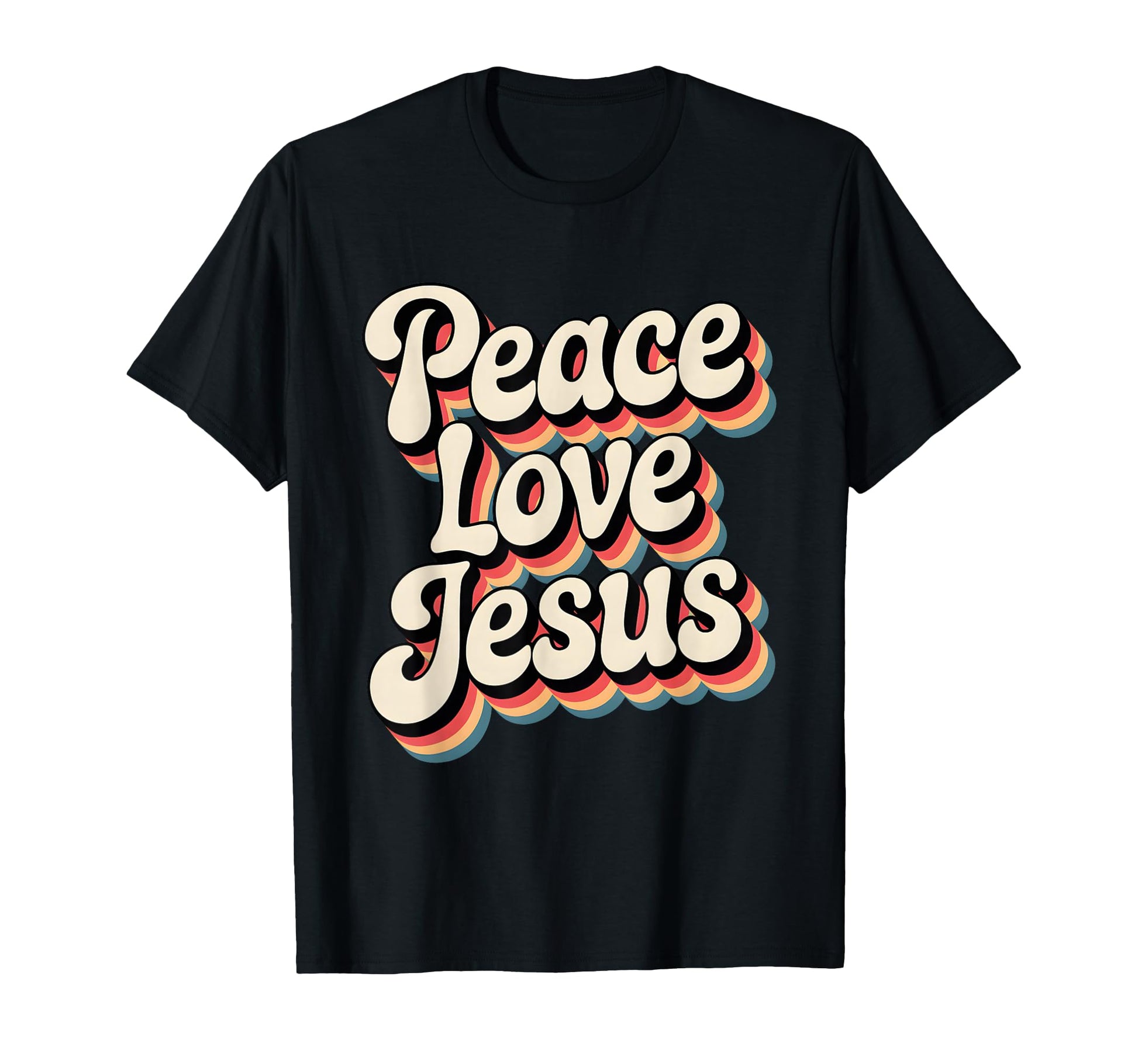 Peace Love Jesus Rainbow 60S Boho Hippie T-Shirt - Graphic Print Men Women - T-Shirt, Sweatshirt, Hoodie