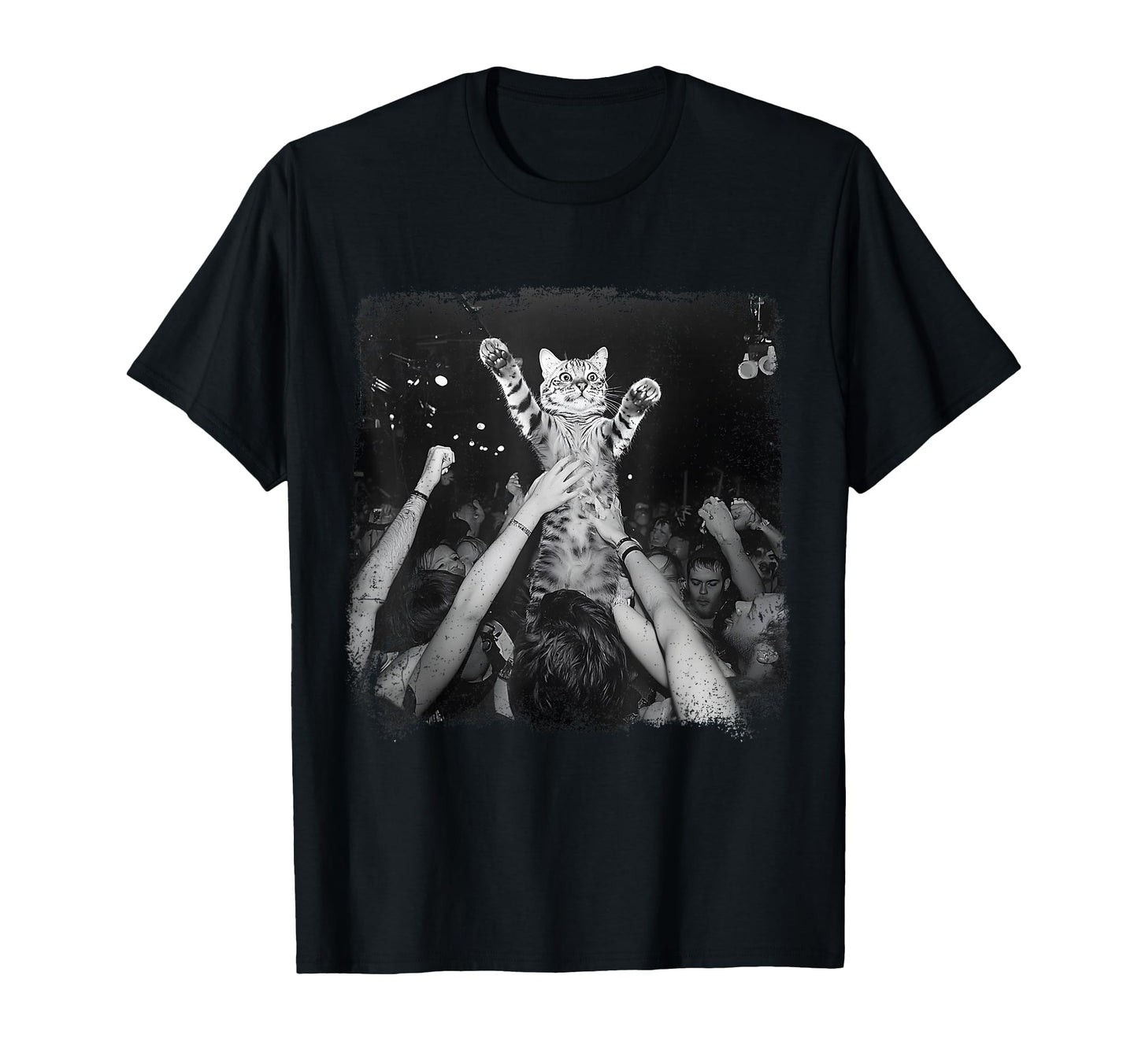Funny Cat Crowdsurfing Concert Meme T-Shirt - Fun Novelty Design Unisex - T-Shirt, Sweatshirt, Hoodie