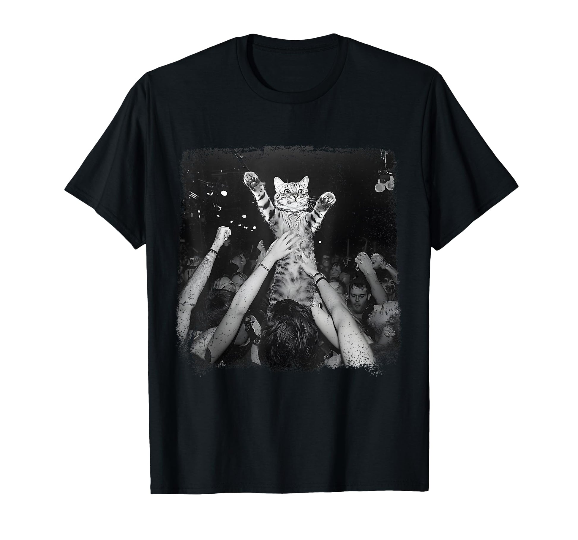 Funny Cat Crowdsurfing Concert Meme T-Shirt - Fun Novelty Design Unisex - T-Shirt, Sweatshirt, Hoodie