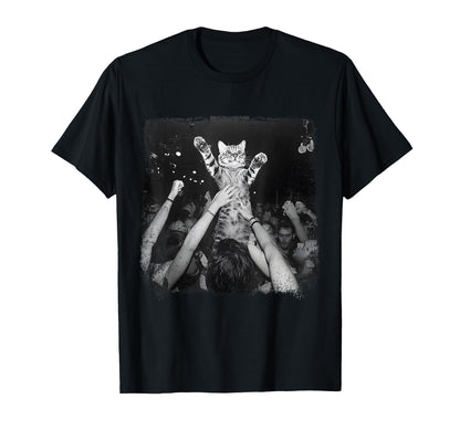 Funny Cat Crowdsurfing Concert Meme T-Shirt - Fun Novelty Design Unisex - T-Shirt, Sweatshirt, Hoodie
