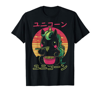 Kawaii Unicorn Ramen Japanese Vaporwave T-Shirt - Graphic Print Men Women - T-Shirt, Sweatshirt, Hoodie