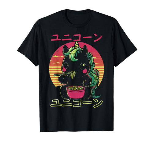 Kawaii Unicorn Ramen Japanese Vaporwave T-Shirt - Graphic Print Men Women - T-Shirt, Sweatshirt, Hoodie