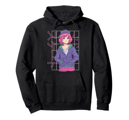 Anime Skater Skating Japanese Aesthetic Hoodie - Unique Graphic Men Women - T-Shirt, Sweatshirt, Hoodie