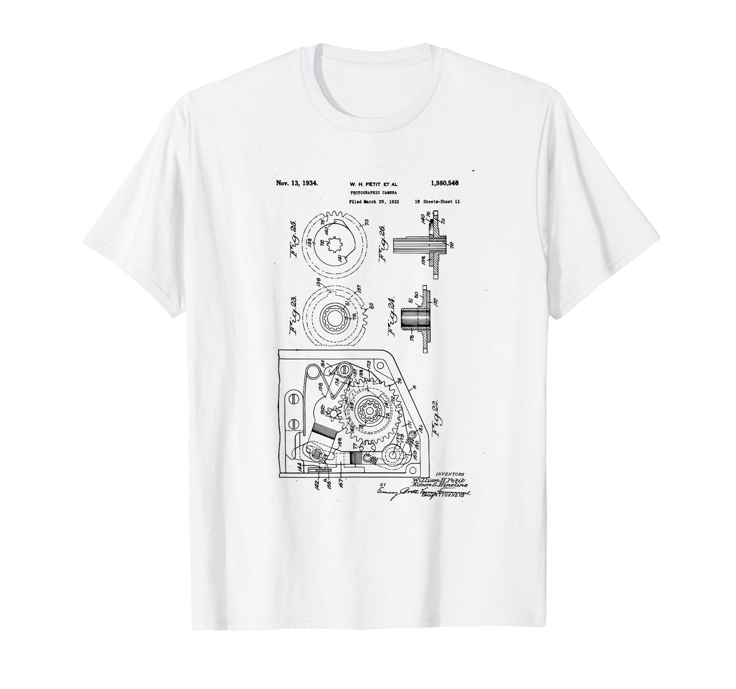 Camera Photographic Patent 1934 Drawing T-Shirt - Fun Novelty Design Unisex - T-Shirt, Sweatshirt, Hoodie