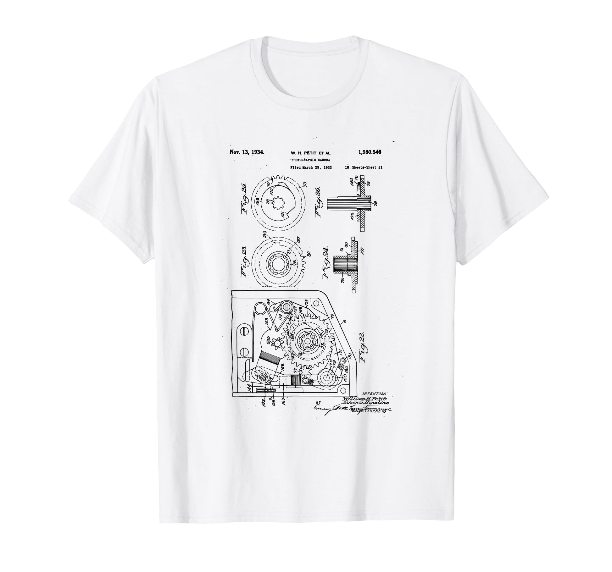 Camera Photographic Patent 1934 Drawing T-Shirt - Fun Novelty Design Unisex - T-Shirt, Sweatshirt, Hoodie