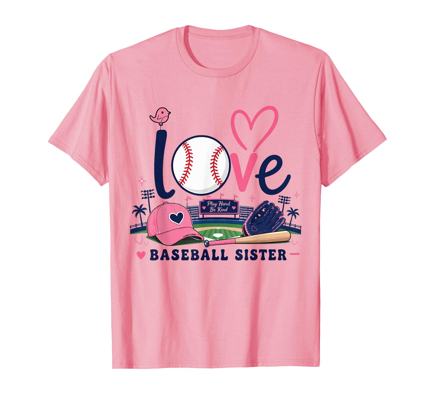 I Love Baseball Funny Baseball Sister T-Shirt - Trendy Graphic for Adults - T-Shirt, Sweatshirt, Hoodie