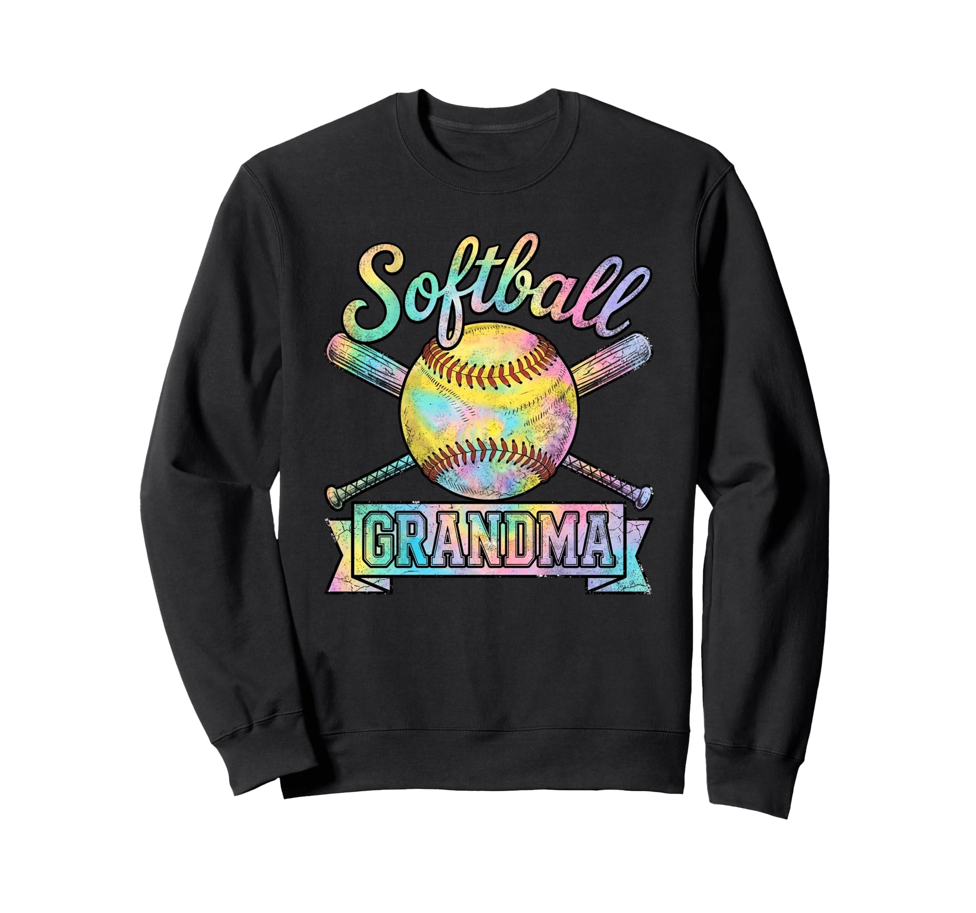 Softball Grandma Tie Dye Sports Sweatshirt - Aesthetic Graphic Men Women - T-Shirt, Sweatshirt, Hoodie
