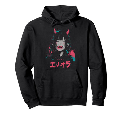 Goth Grunge Demon Anime Waifu Horror Hoodie - Fun Novelty Design Men Women - T-Shirt, Sweatshirt, Hoodie