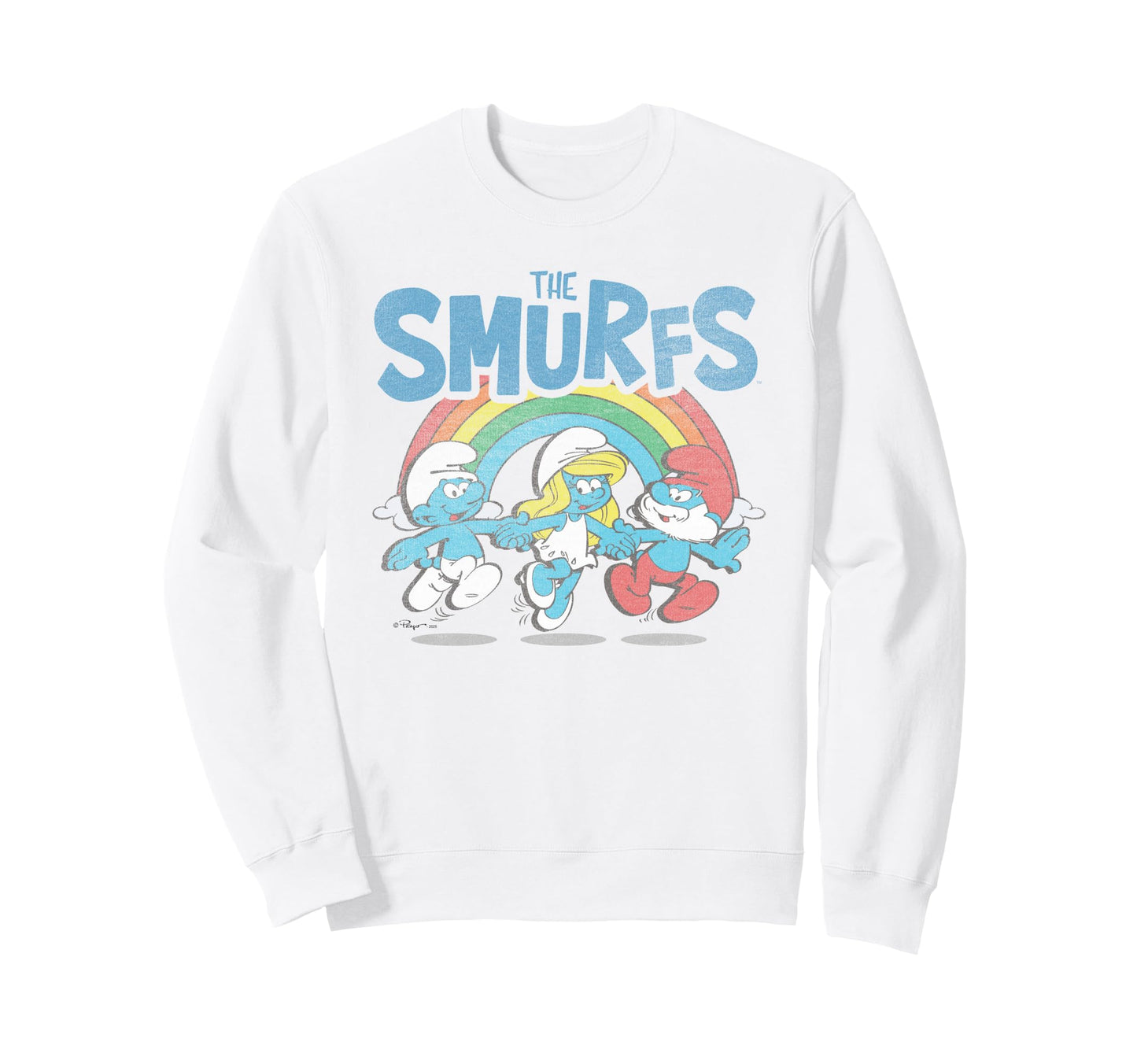Smurfs Rainbow Characters Cartoon Sweatshirt - Minimalist Print for Adults - T-Shirt, Sweatshirt, Hoodie