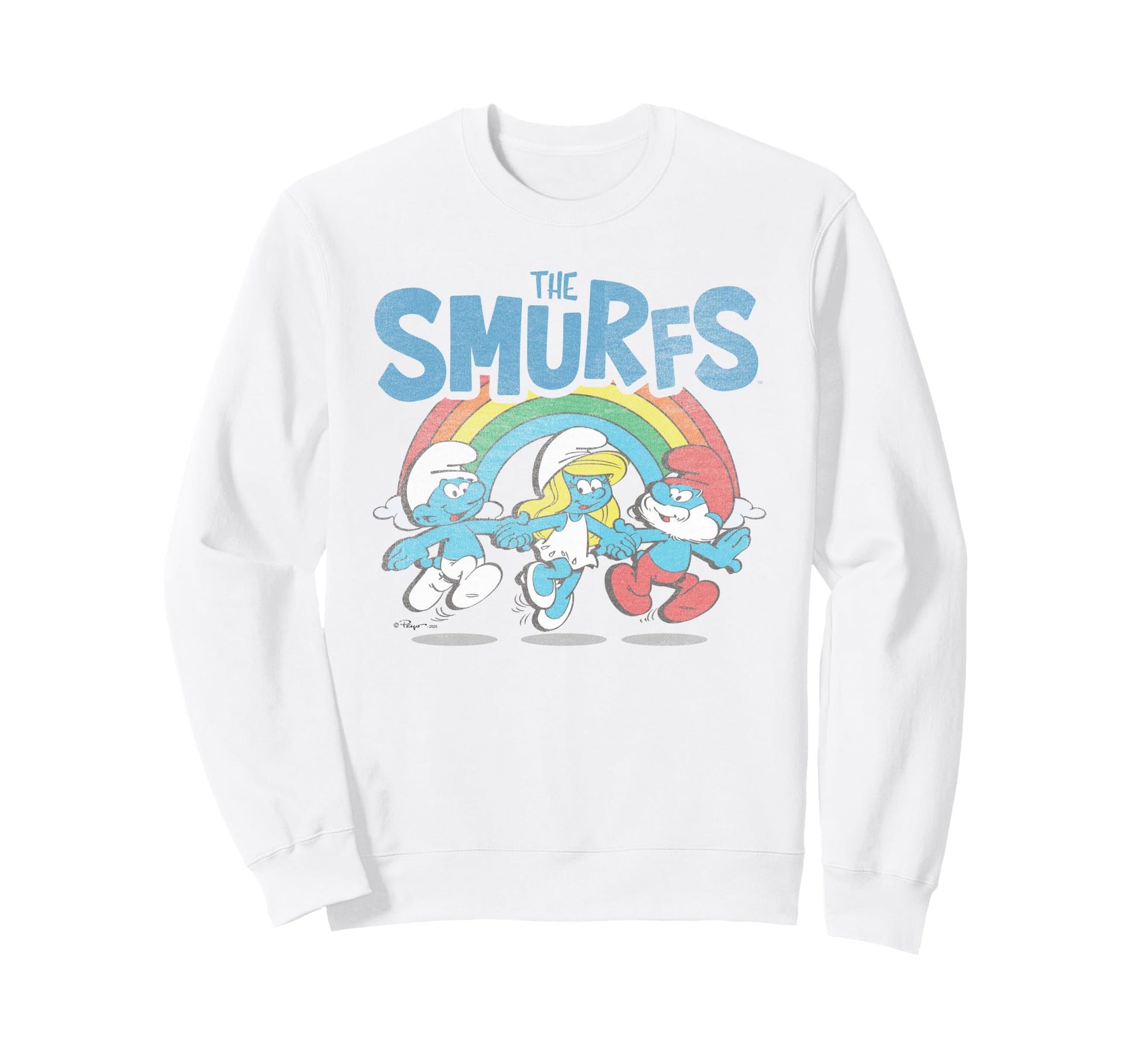 Smurfs Rainbow Characters Cartoon Sweatshirt - Minimalist Print for Adults - T-Shirt, Sweatshirt, Hoodie