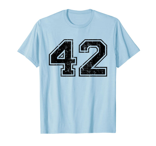 Number 42 Varsity Distressed Sport Team T-Shirt - Unique Graphic Unisex - T-Shirt, Sweatshirt, Hoodie