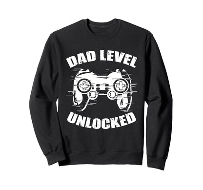 Dad Level Unlocked Gaming Controller Sweatshirt - Graphic Print Unisex - T-Shirt, Sweatshirt, Hoodie