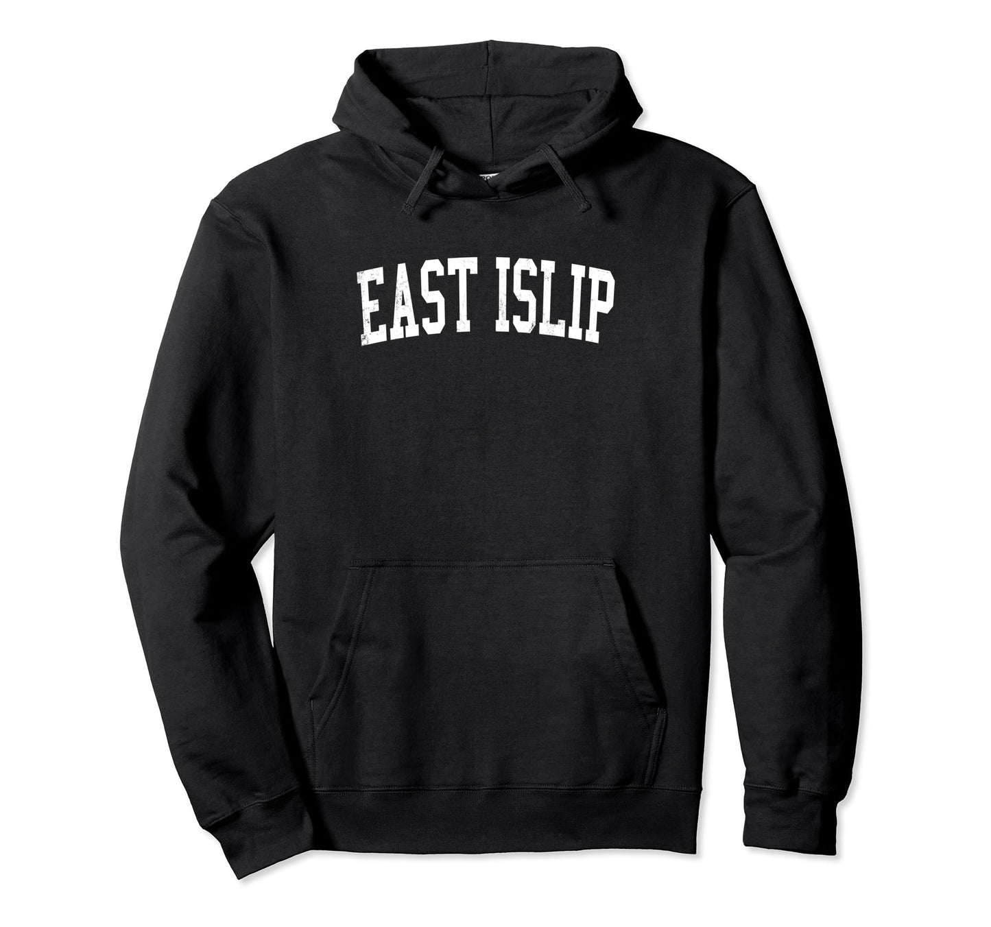 East Islip Ny Distressed White Varsity Hoodie - Graphic Print Unisex - T-Shirt, Sweatshirt, Hoodie