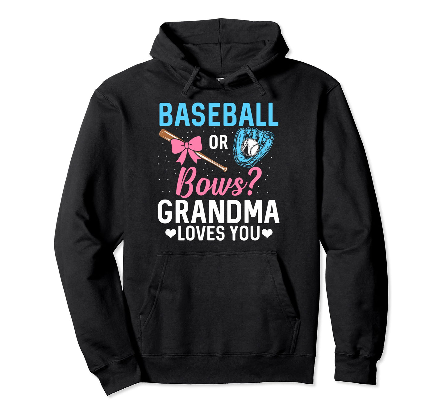 Baseball Or Bows Gender Reveal Baseball Hoodie - Graphic Print for Adults - T-Shirt, Sweatshirt, Hoodie