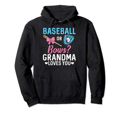 Baseball Or Bows Gender Reveal Baseball Hoodie - Graphic Print for Adults - T-Shirt, Sweatshirt, Hoodie